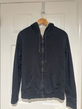 Butter- women’s Zip-Up Hooded Sherpa lined hoodie- Charcoal size large